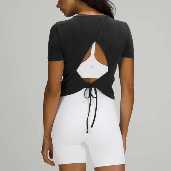 Lululemon Open Tie-Back Short Sleeve Black - Picture 1 of 13